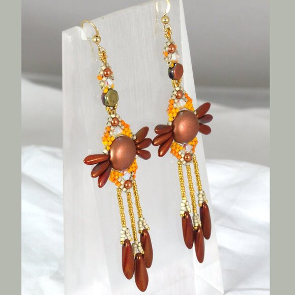 Copper gold earrings handmade - Picture 4 of 6